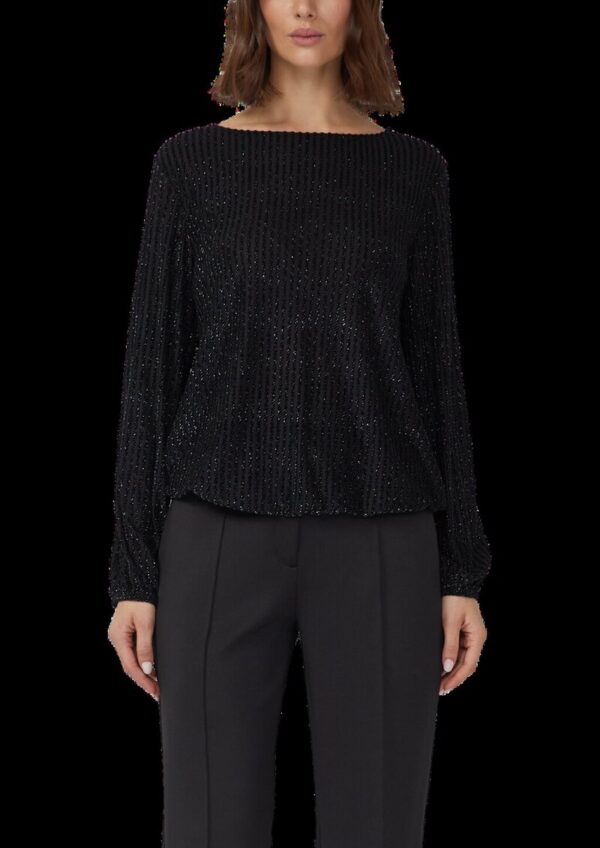 Samt-Shirt mit Ausbrennermuster und Gummibündchen