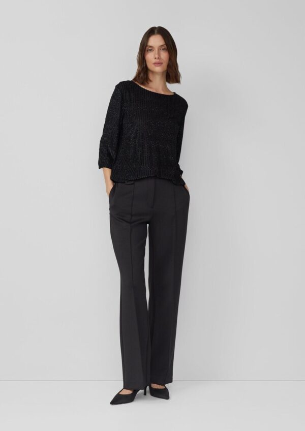 Samt-Shirt mit Ausbrennermuster und Gummibündchen