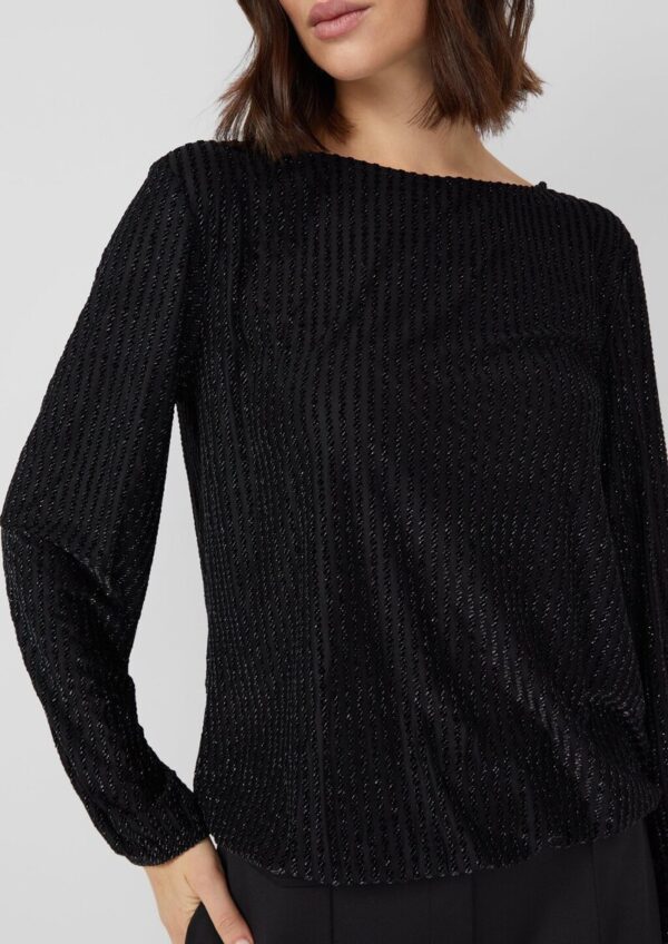 Samt-Shirt mit Ausbrennermuster und Gummibündchen