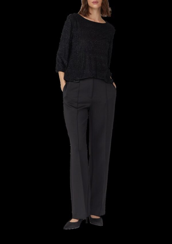 Samt-Shirt mit Ausbrennermuster und Gummibündchen