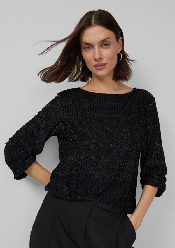 Samt-Shirt mit Ausbrennermuster und Gummibündchen