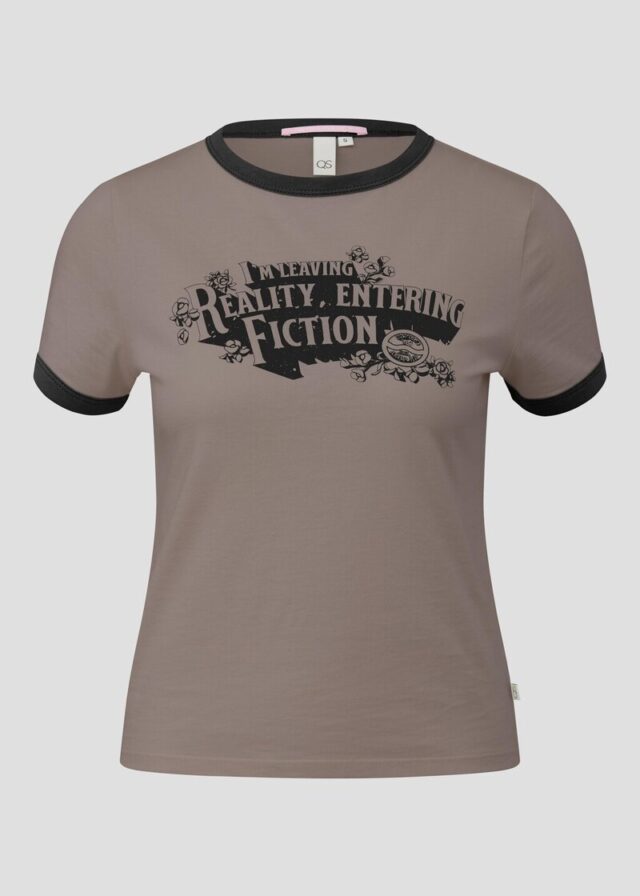 Schmales Printshirt mit Pipings in Kontrastfarbe