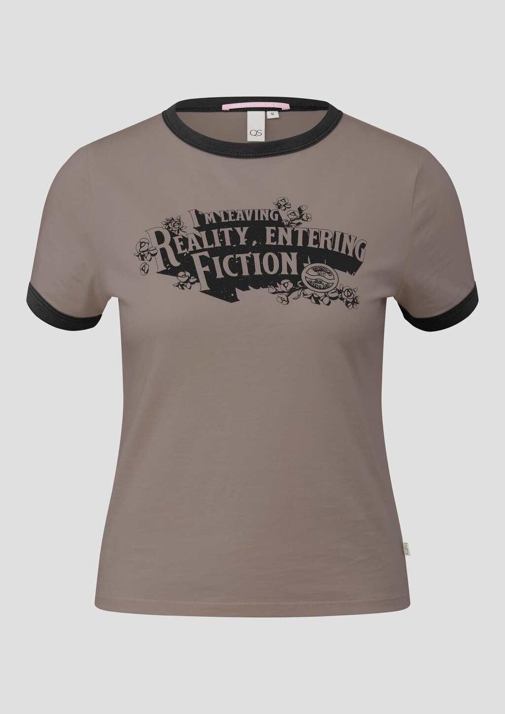 Schmales Printshirt mit Pipings in Kontrastfarbe