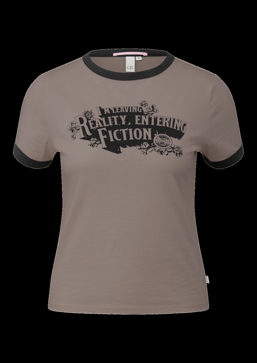 Schmales Printshirt mit Pipings in Kontrastfarbe