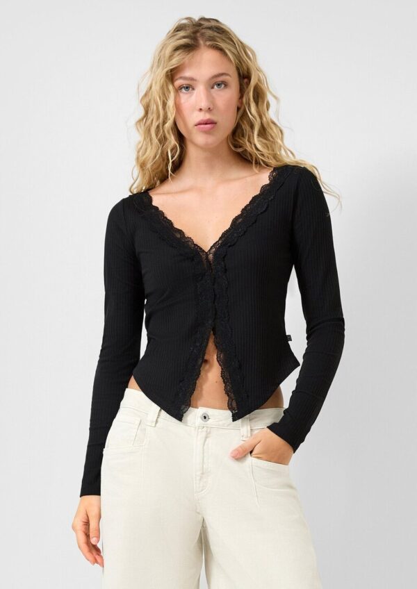 Rippshirt mit Spitze