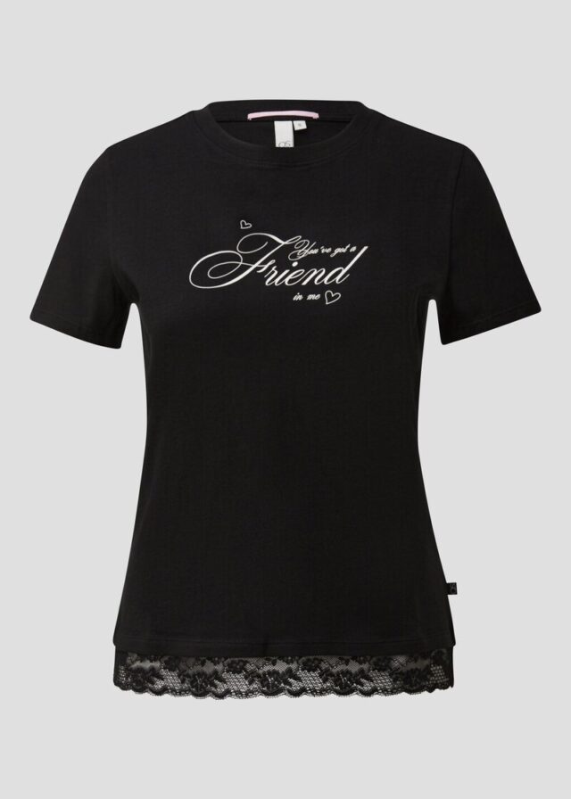 T-Shirt mit Spitzensaum