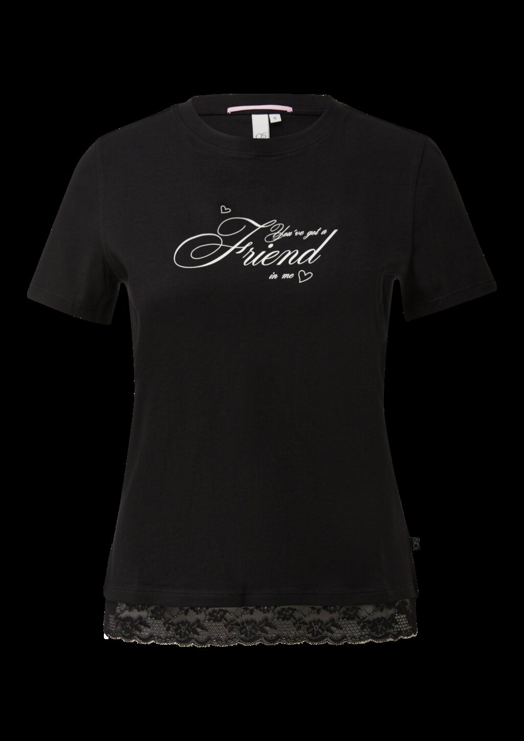 T-Shirt mit Spitzensaum