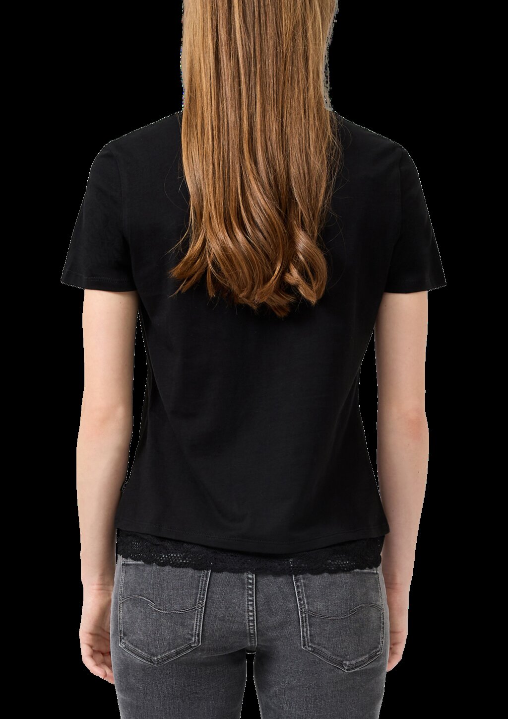 T-Shirt mit Spitzensaum