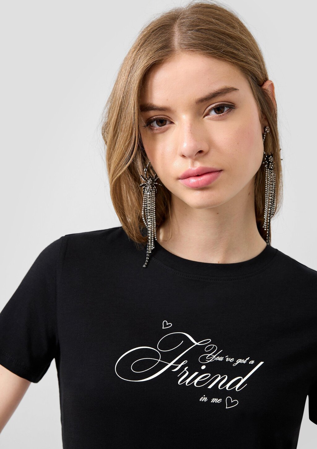 T-Shirt mit Spitzensaum