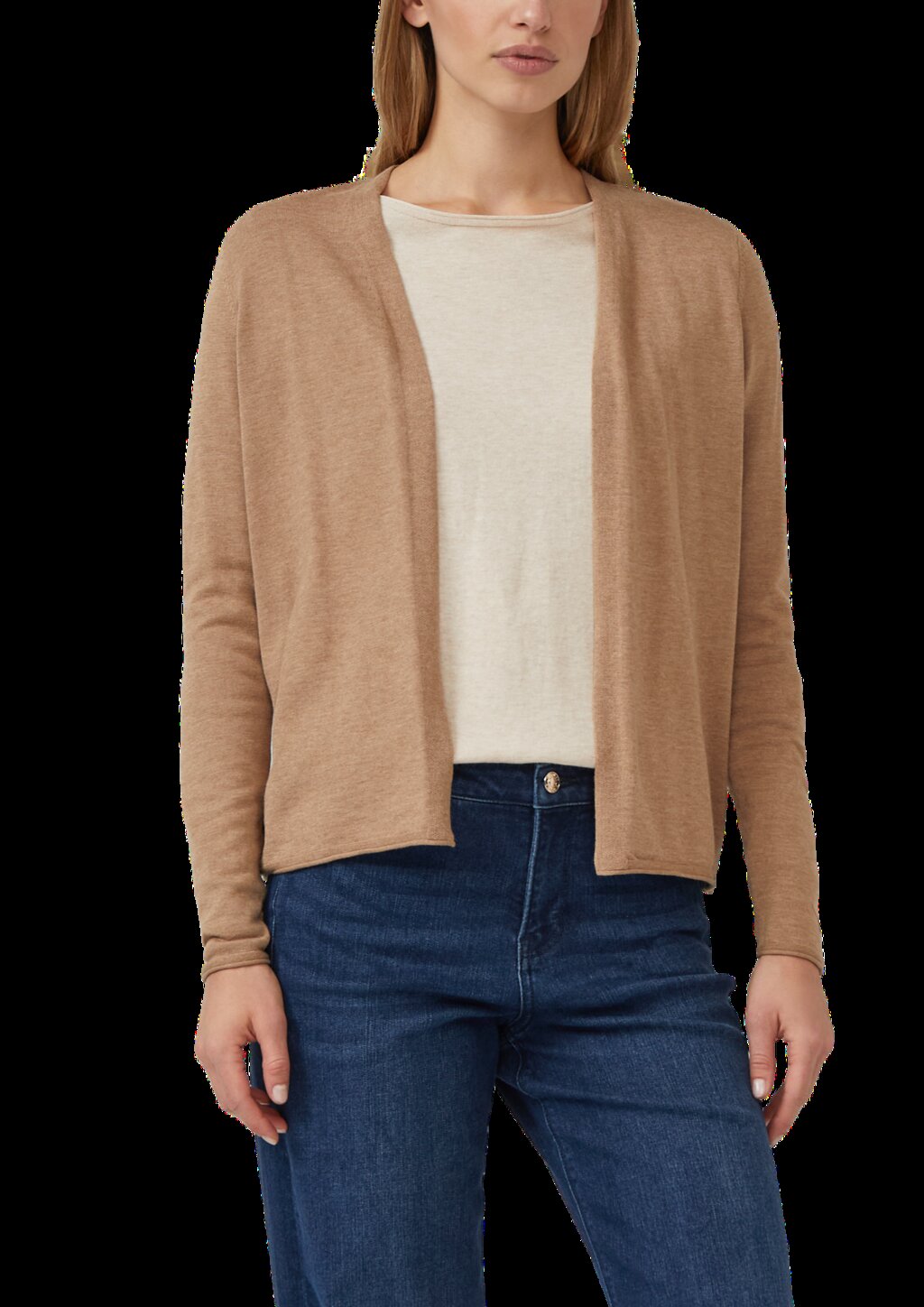 Feinstrickjacke mit Rollkante am Saum