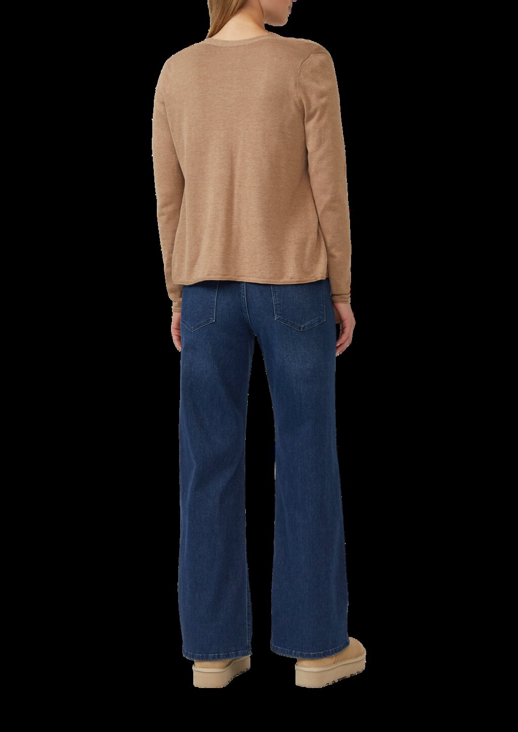 Feinstrickjacke mit Rollkante am Saum