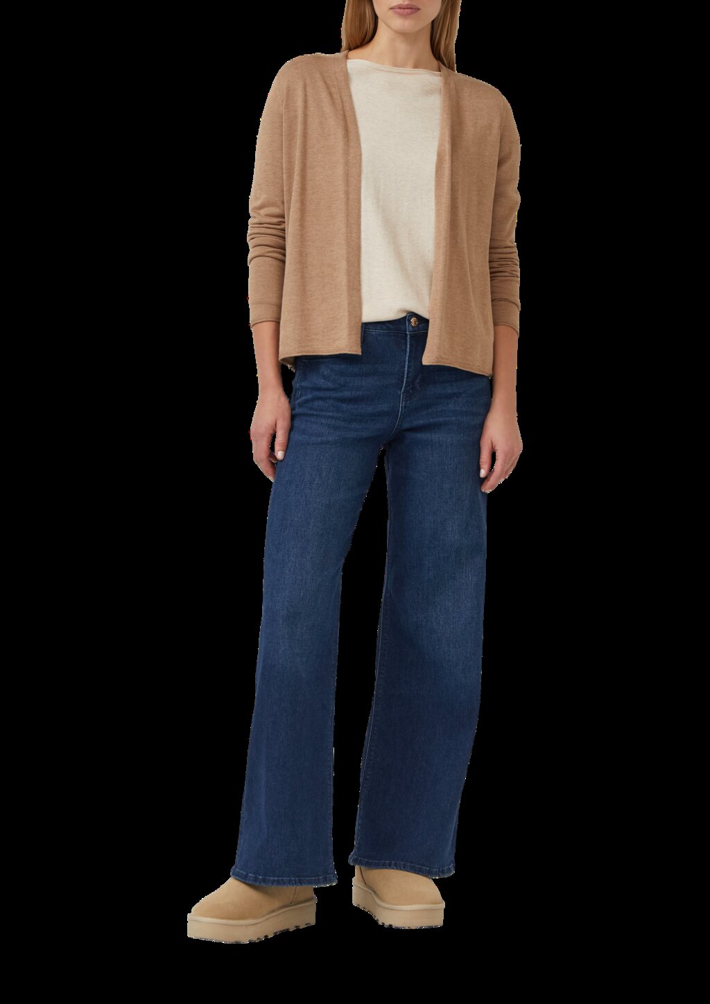 Feinstrickjacke mit Rollkante am Saum