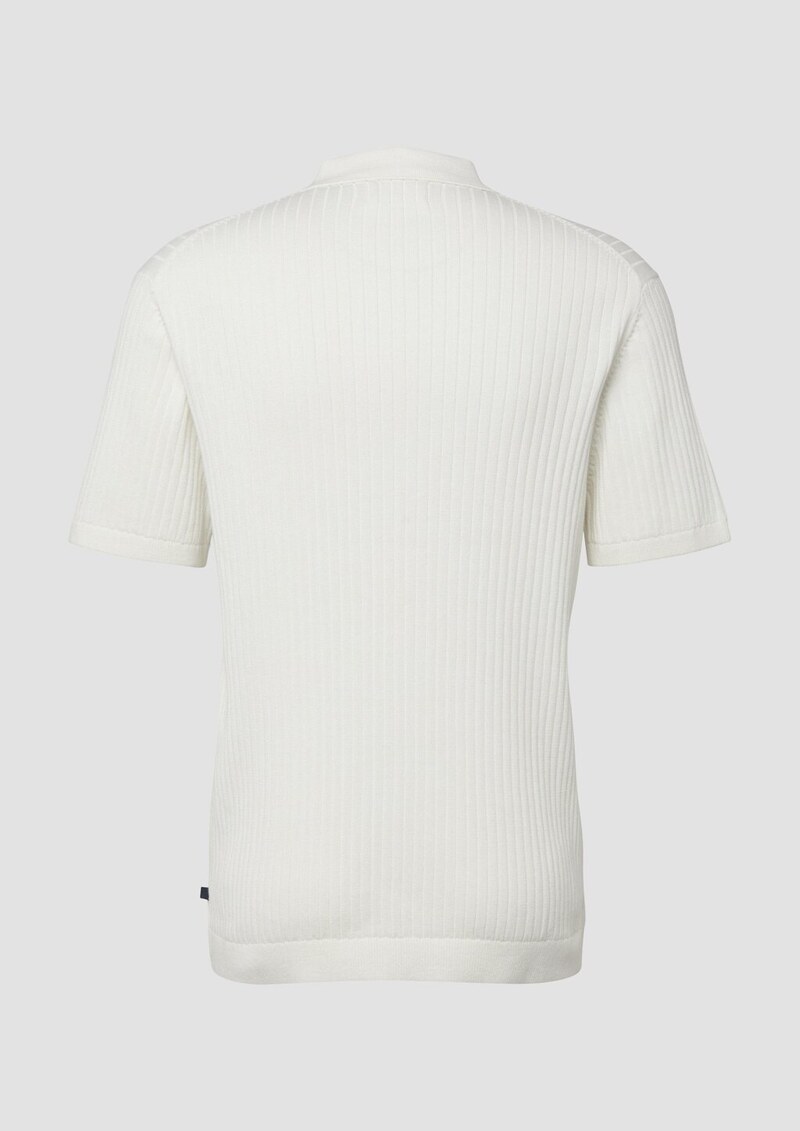 Geripptes Strick-Polo aus Baumwolle mit Reißverschluss