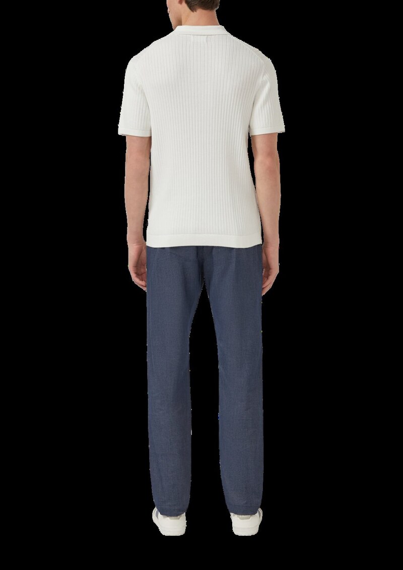 Geripptes Strick-Polo aus Baumwolle mit Reißverschluss