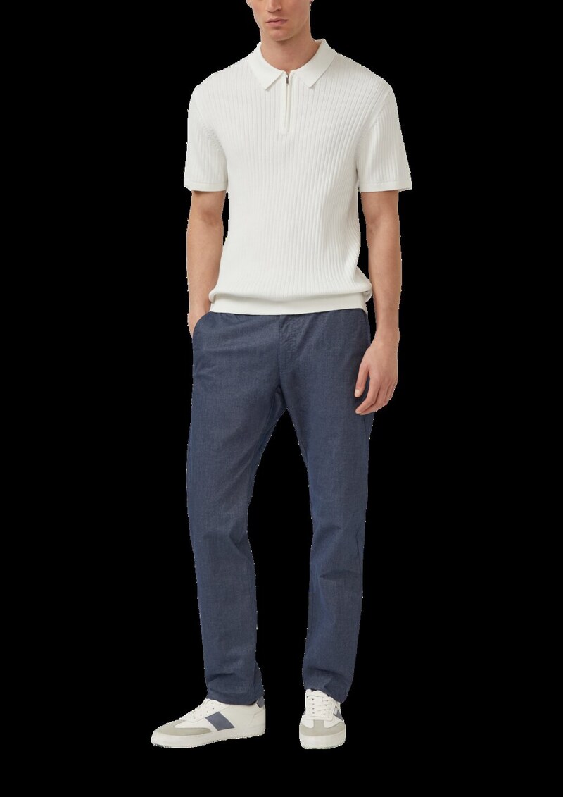 Geripptes Strick-Polo aus Baumwolle mit Reißverschluss
