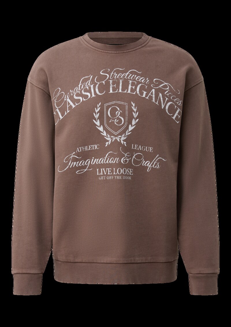 Rundhals Sweatshirt mit Wascheffekt und Frontdruck