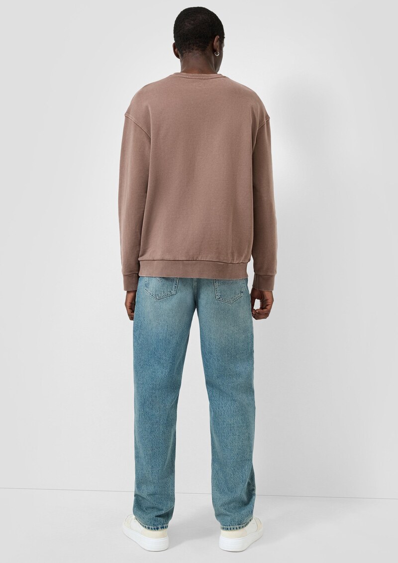 Rundhals Sweatshirt mit Wascheffekt und Frontdruck