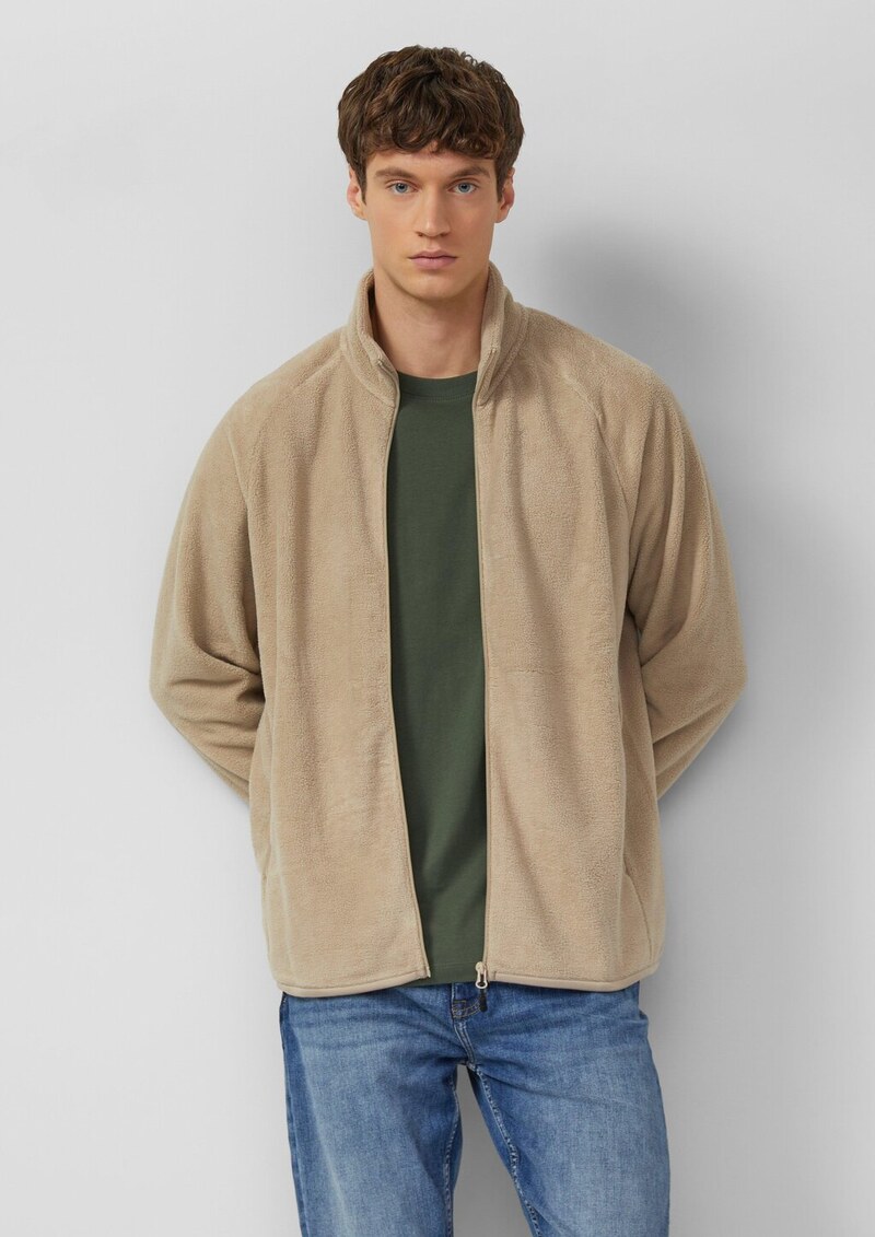 Fleece-Jacke mit Eingrifftaschen und Stehkragen