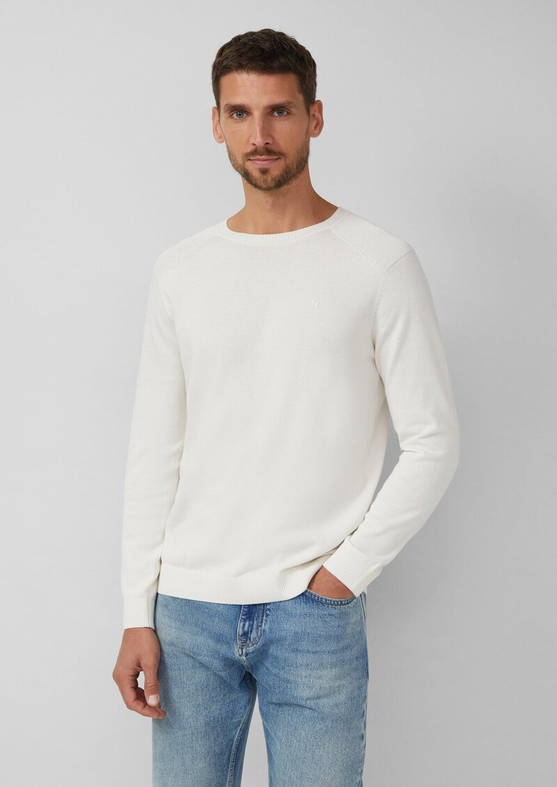 Pullover aus Moulinéstrick mit Crew Neck und Raglanärmeln
