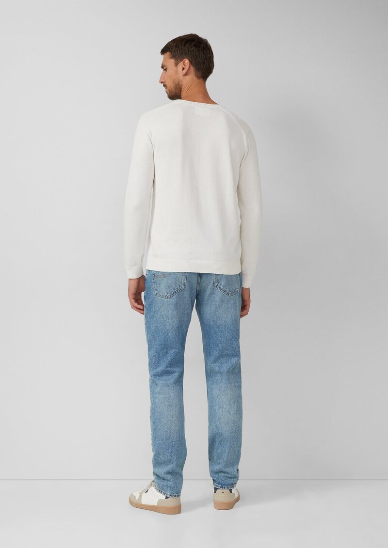 Pullover aus Moulinéstrick mit Crew Neck und Raglanärmeln