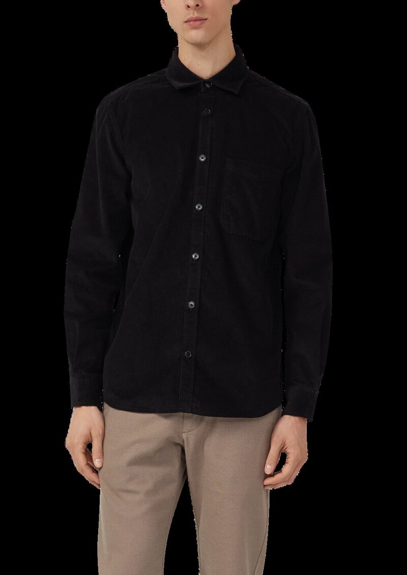 Regular Fit: Baumwollhemd aus Cord mit Brusttasche