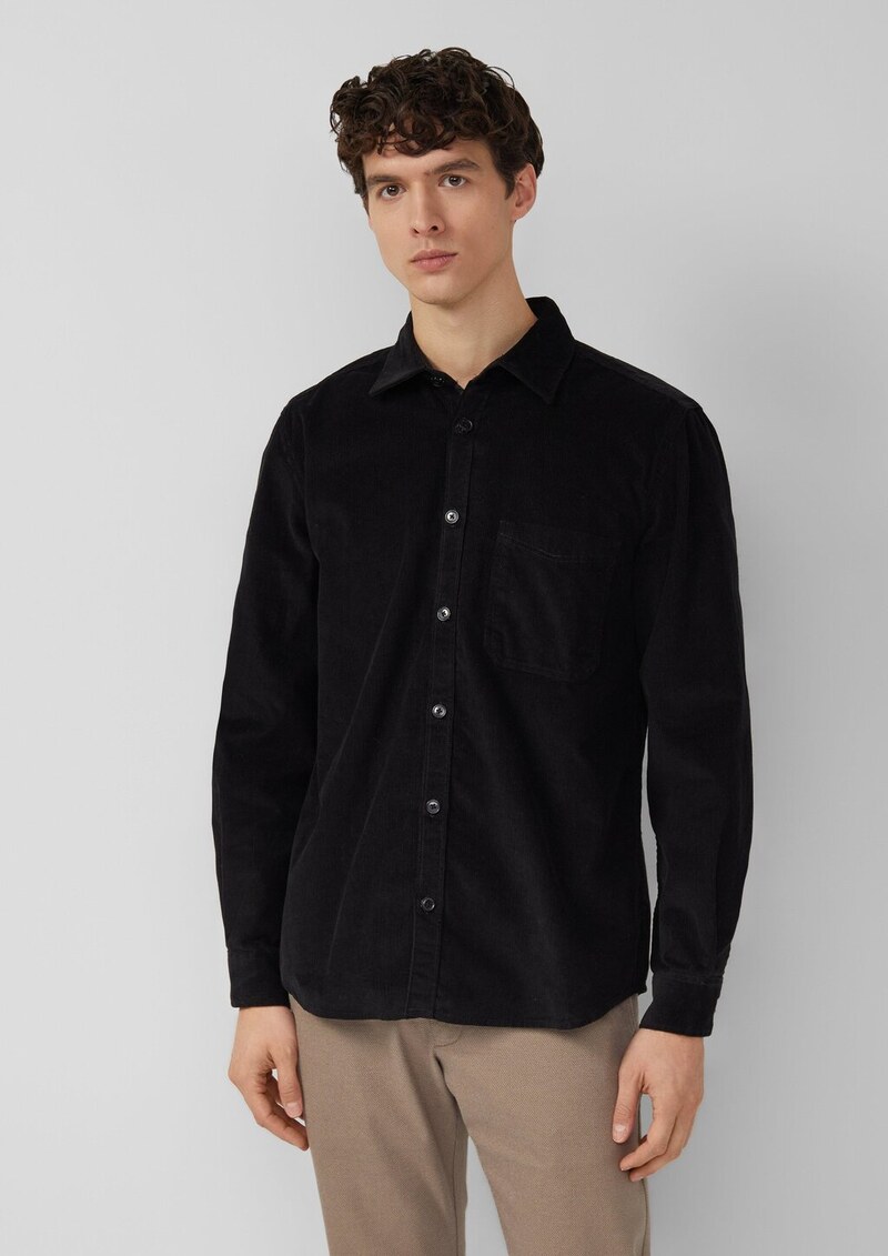 Regular Fit: Baumwollhemd aus Cord mit Brusttasche