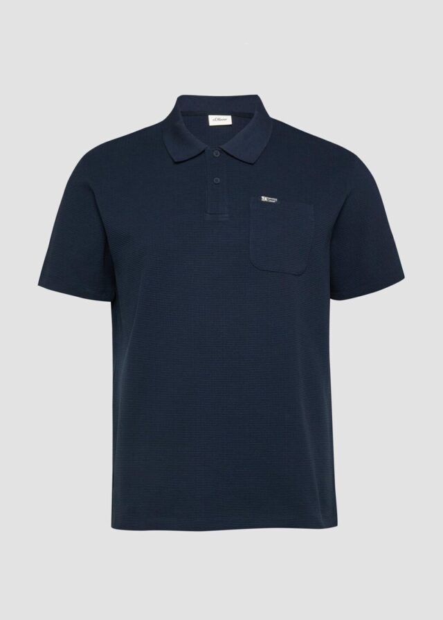 Strukturiertes Poloshirt mit Brusttasche