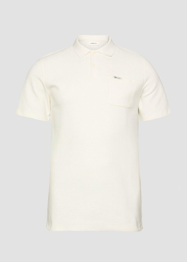 Strukturiertes Poloshirt mit Brusttasche