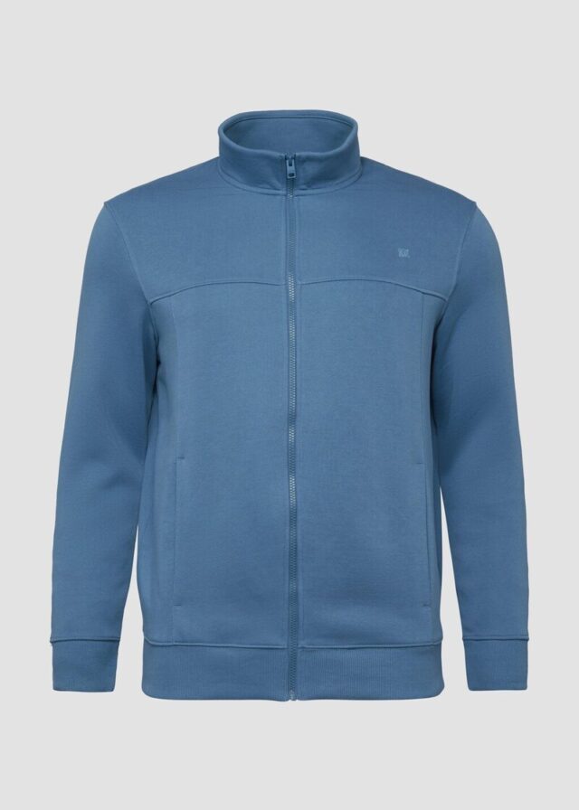 Sweatshirt-Jacke mit Stehkragen und Eingrifftaschen