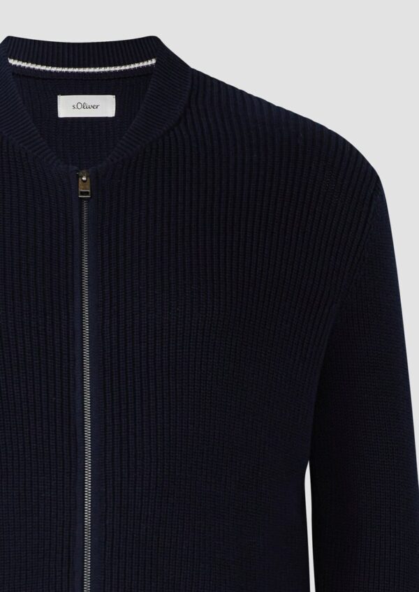 Strickjacke mit Bomberkragen und Zwei-Wege-Reißverschluss