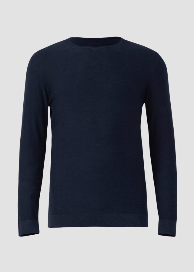 Strickpullover mit Flammgarnstruktur und Rollkante