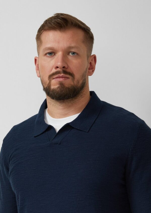 Baumwoll-Strickpolo mit Flammgarnstruktur