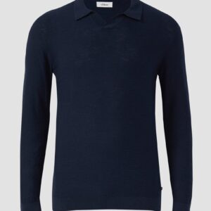 Baumwoll-Strickpolo mit Flammgarnstruktur