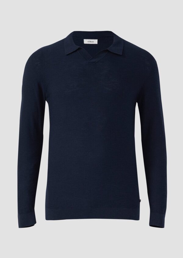 Baumwoll-Strickpolo mit Flammgarnstruktur