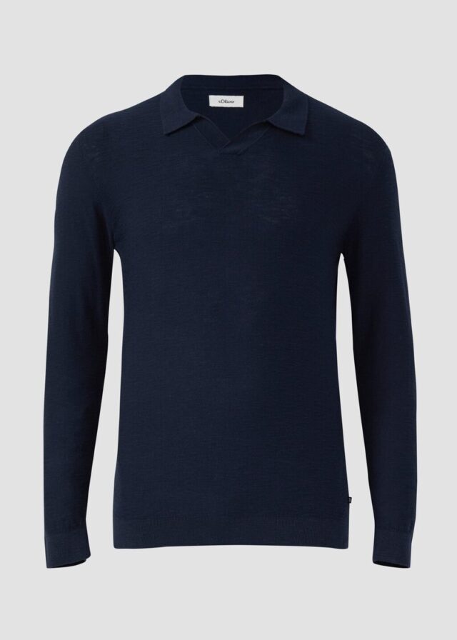 Baumwoll-Strickpolo mit Flammgarnstruktur