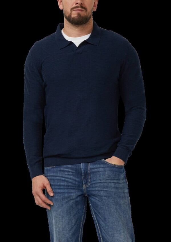 Baumwoll-Strickpolo mit Flammgarnstruktur