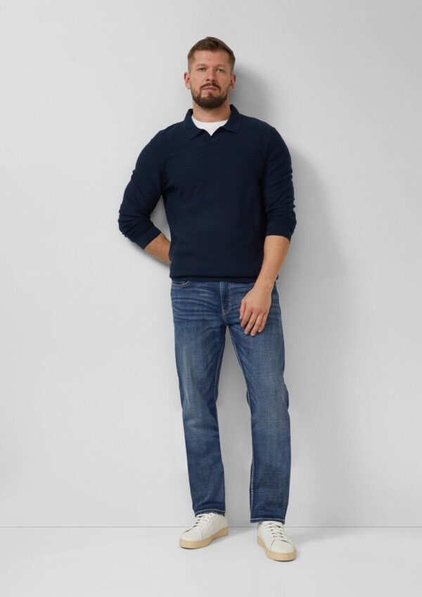 Baumwoll-Strickpolo mit Flammgarnstruktur