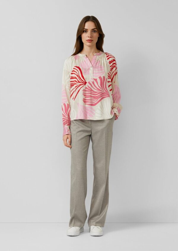 Bluse mit All-over-Print und Smok-Details
