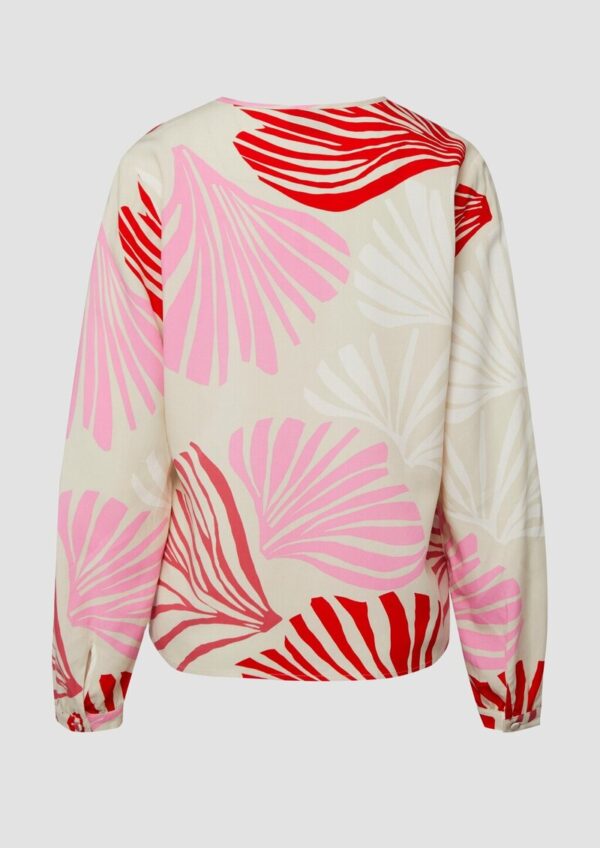 Bluse mit All-over-Print und Smok-Details