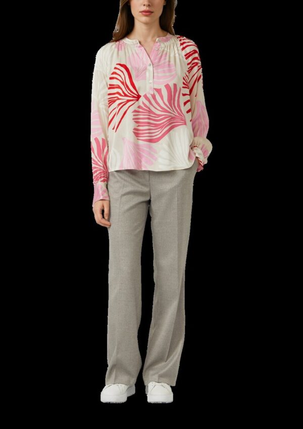 Bluse mit All-over-Print und Smok-Details