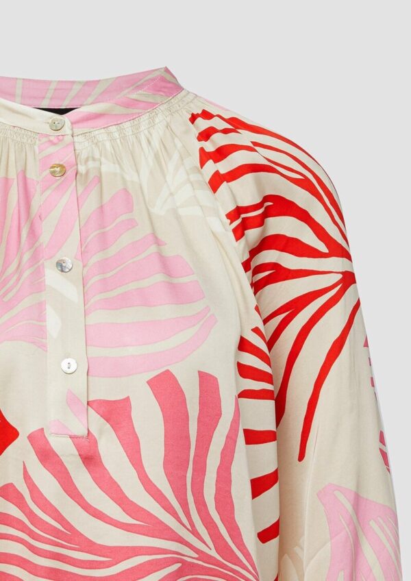 Bluse mit All-over-Print und Smok-Details