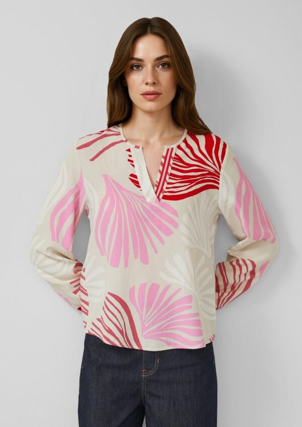 Bluse mit Tunika-Ausschnitt und All-over-Print
