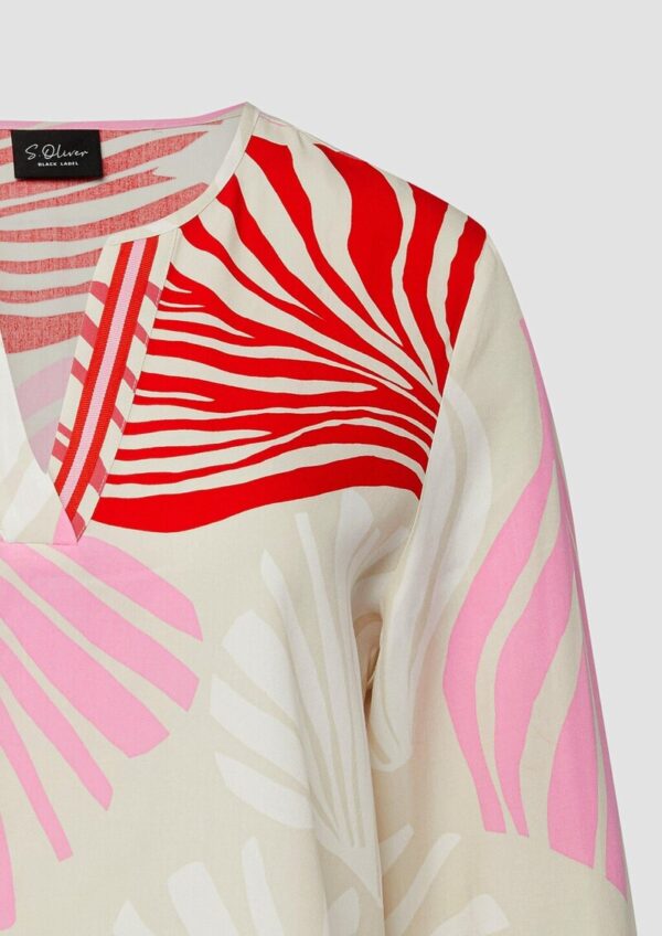 Bluse mit Tunika-Ausschnitt und All-over-Print