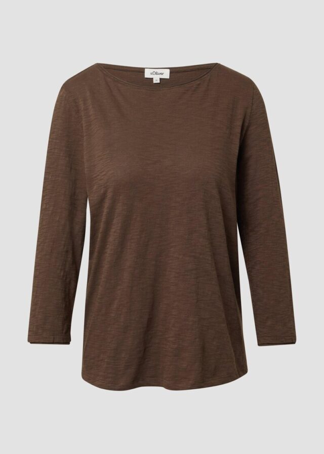 T-Shirt mit Flammgarnstruktur und Rollkante