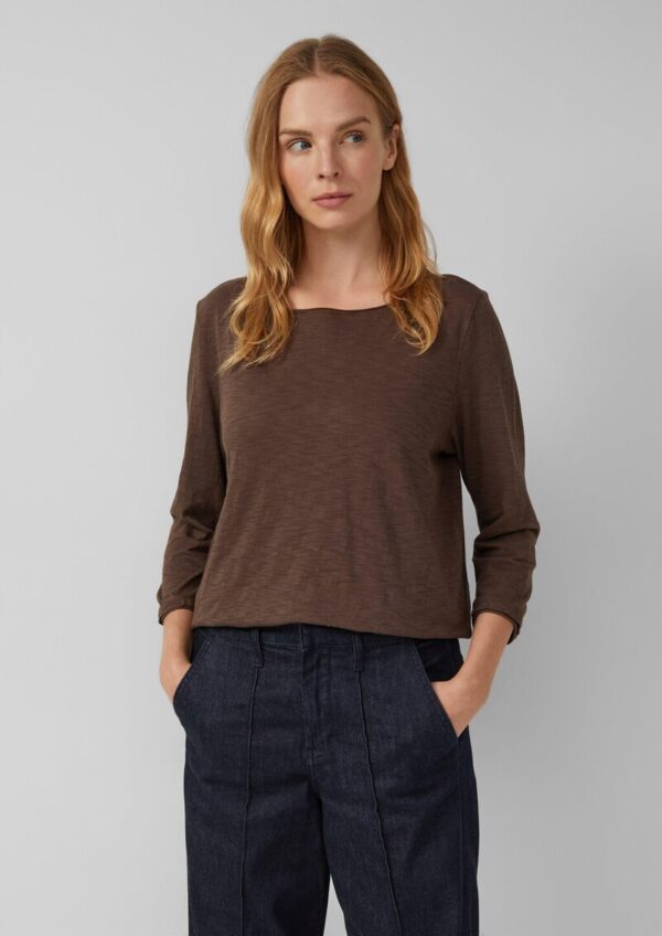 T-Shirt mit Flammgarnstruktur und Rollkante