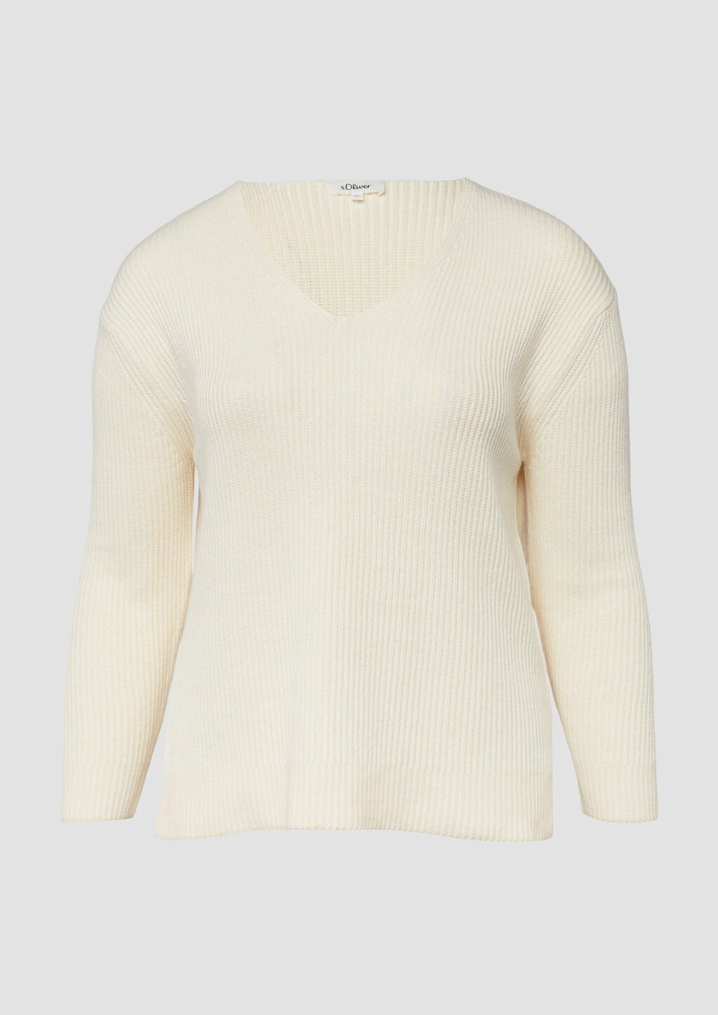 Baumwollmix-Strickpullover mit V-Ausschnitt