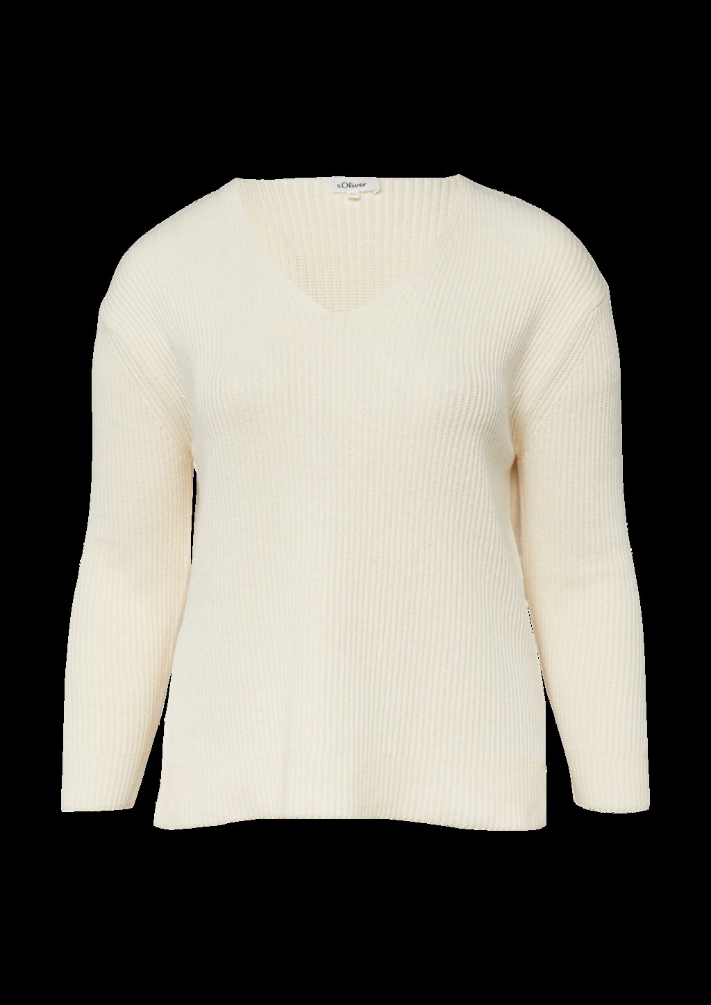 Baumwollmix-Strickpullover mit V-Ausschnitt