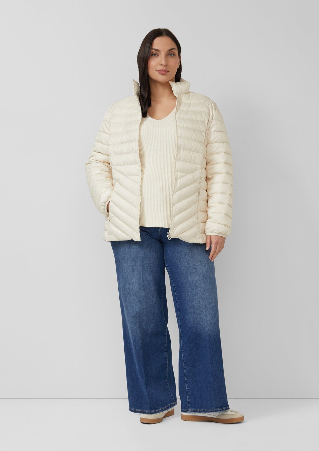 Baumwollmix-Strickpullover mit V-Ausschnitt