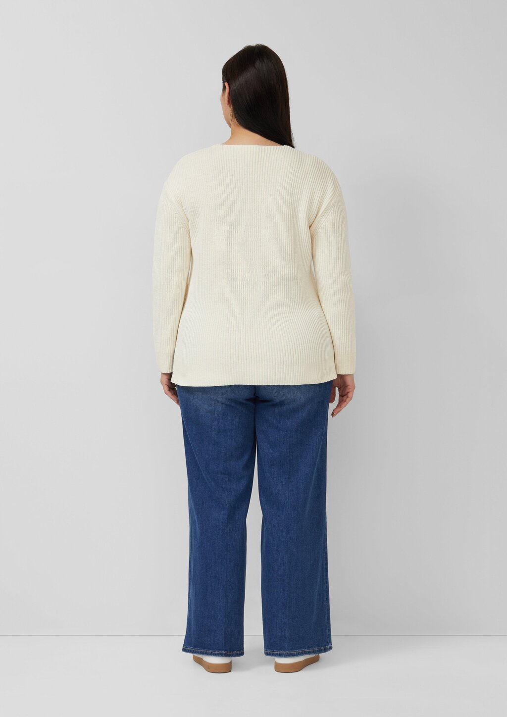 Baumwollmix-Strickpullover mit V-Ausschnitt