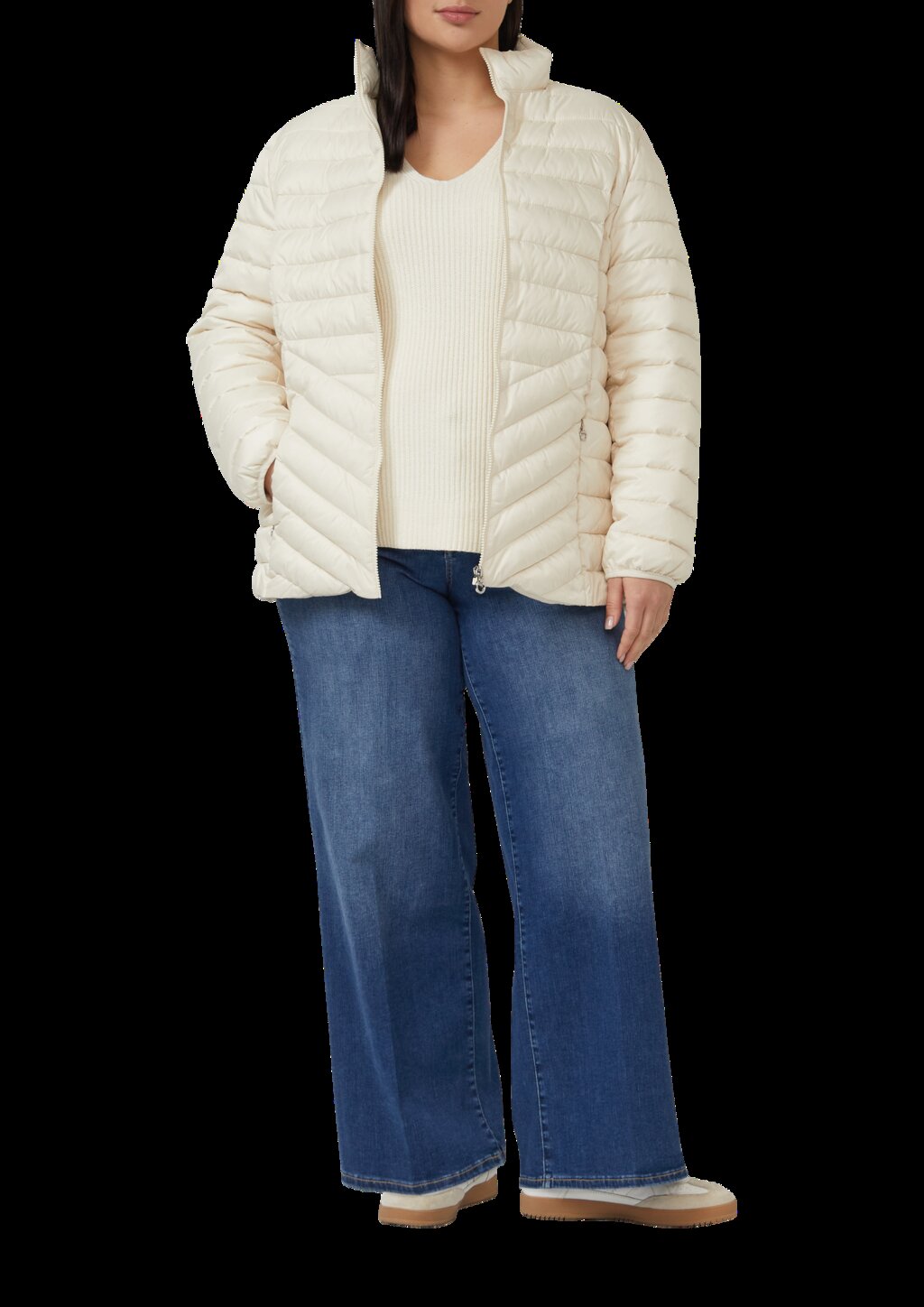 Baumwollmix-Strickpullover mit V-Ausschnitt